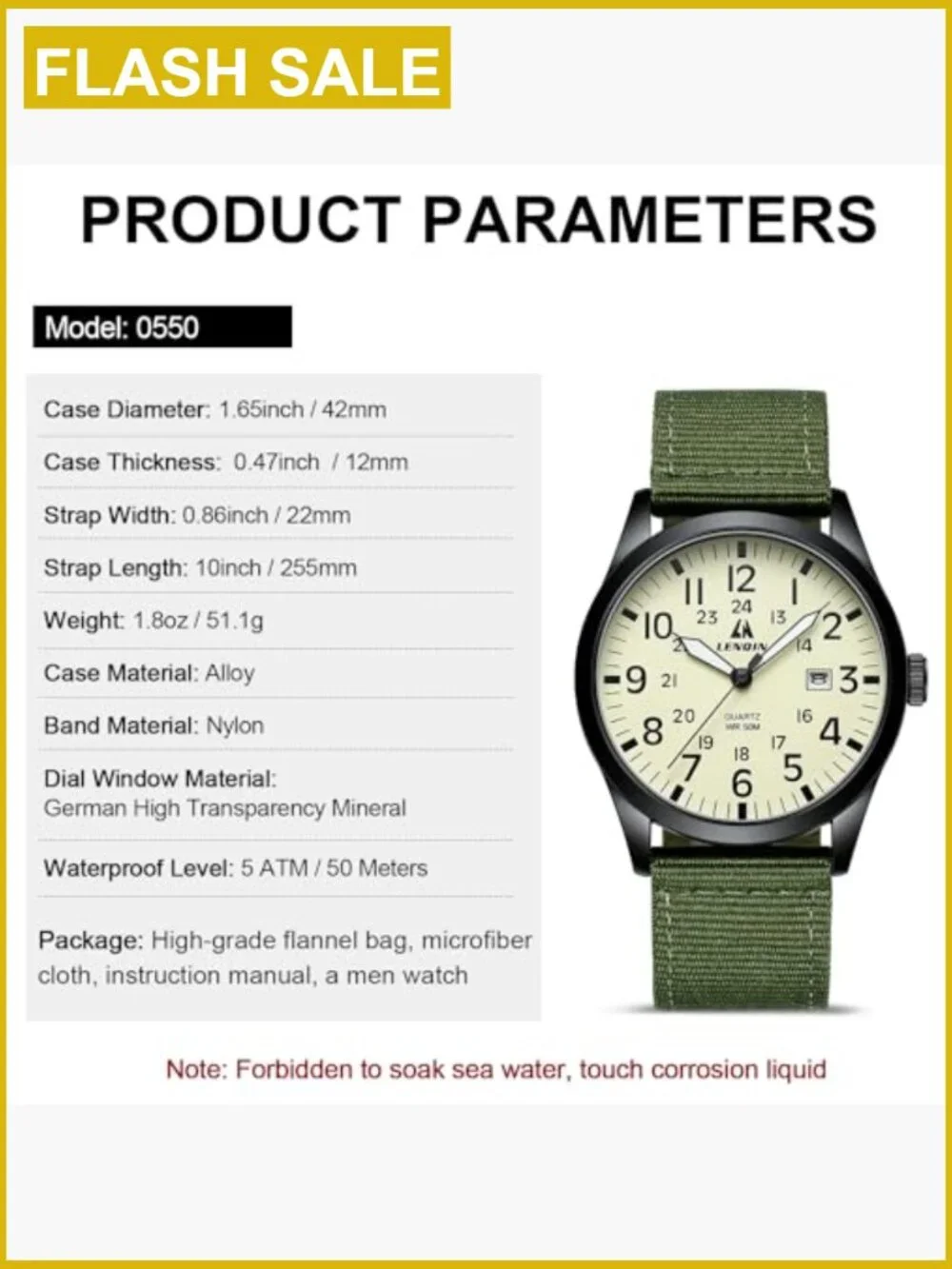 Military Sport Analog Quartz Watch Men Nylon Strap Luminous 3ATM Waterproof